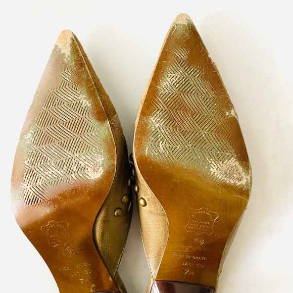 Luna Rosa Pazzo Jagged Western Leather Pointed Toe Kitten Heels Size 7 - Picture 5 of 6